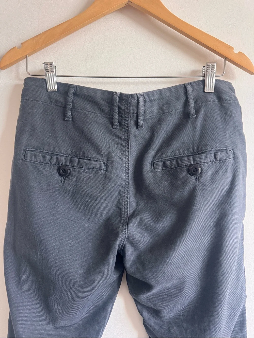 THE GREAT. | Women’s Charcoal Button Fly Tapered Cotton Linen Blend Pants US 26